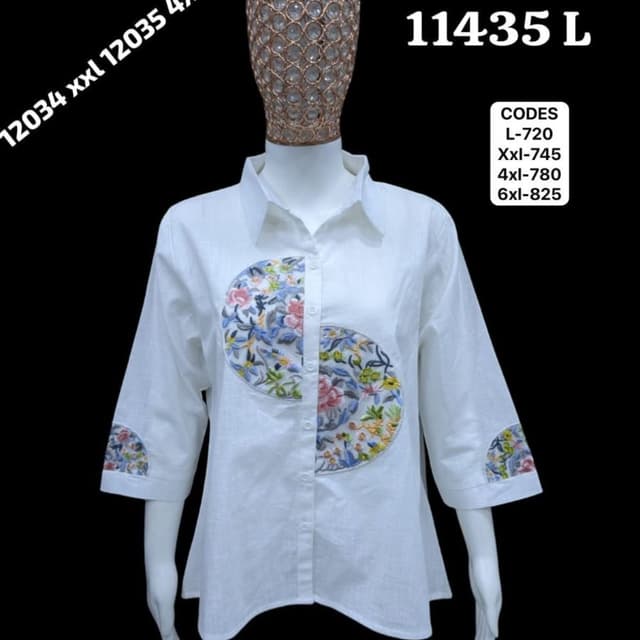 White with floral embroidery Shirt