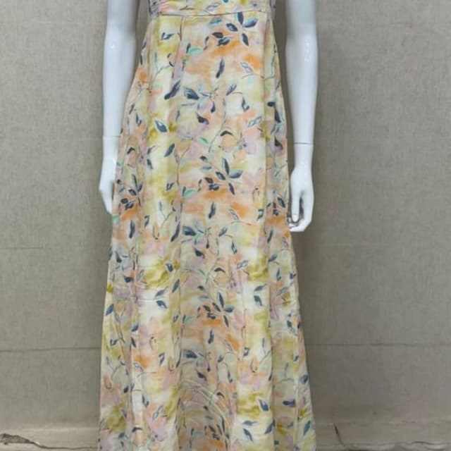 Pastel yellow, peach, light blue, white Dress