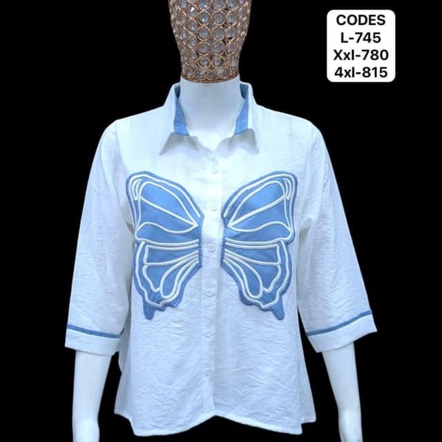 White with light blue accents Shirt