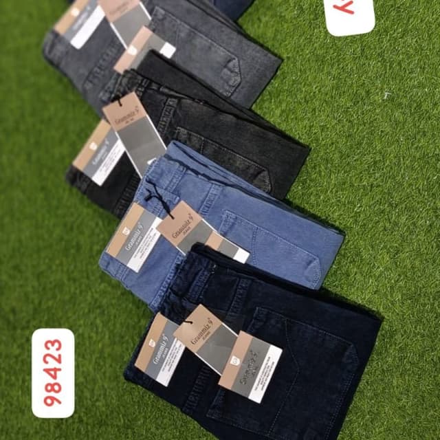 Dark Blue, Medium Blue, Grey, Black Jeans