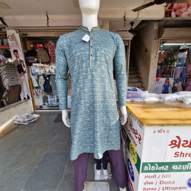 Blue and off-white Kurta