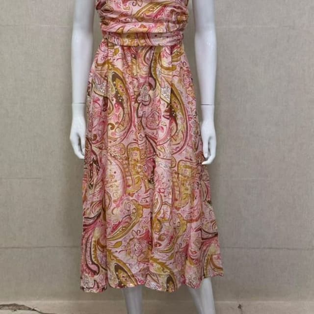 Pink, Gold, Brown, White Dress