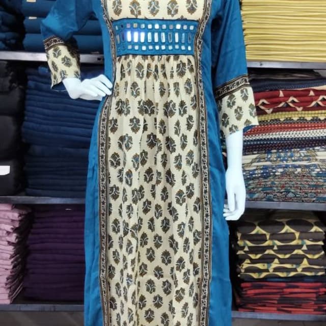 Blue, Cream, Black, Brown Kurti Set