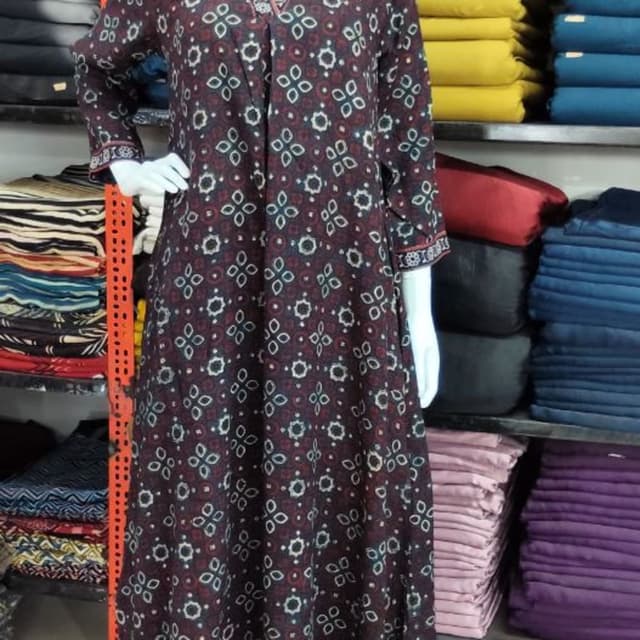Maroon with white and blue pattern Kurti with Pants