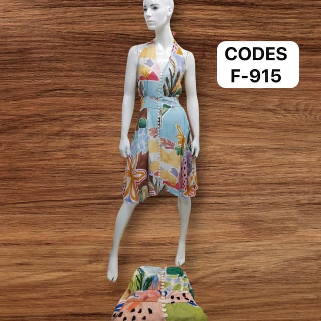 Multicolor (light blue, yellow, pink, brown, green, white) Dress