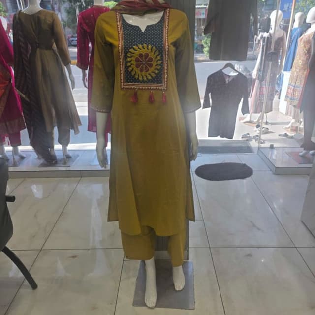 Mustard Yellow, Navy Blue, Red, White Kurta Set