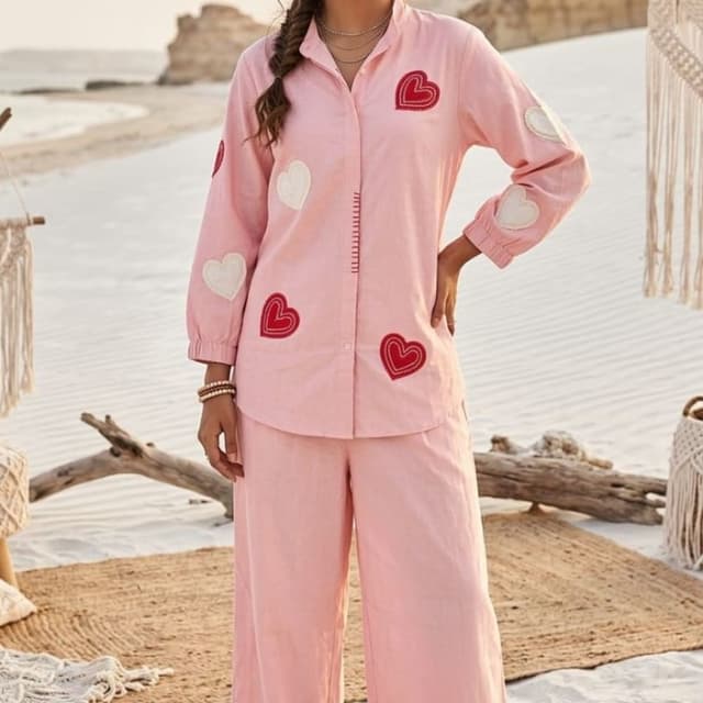 Pink, White, Red Pajama Set