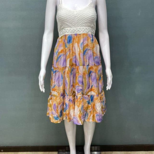 White, Orange, Purple, Blue Dress