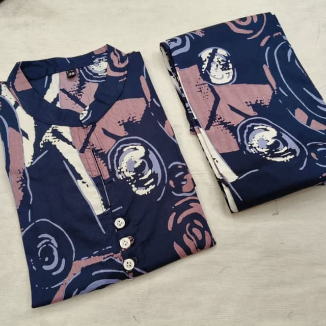 Navy Blue, Mauve, White, Light Blue Kurta