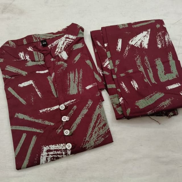 Maroon, White, Grey Kurta Set