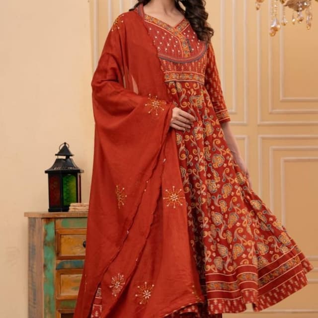 Red, Orange, Yellow, Blue, White Kurta Set