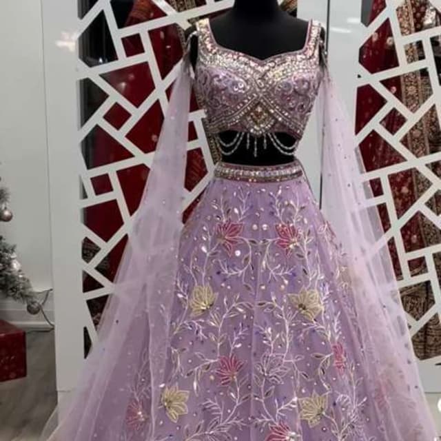 Lavender, Pink, Gold, Silver Lehenga Choli