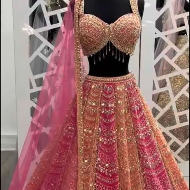 Pink, Peach, Gold Lehenga Choli