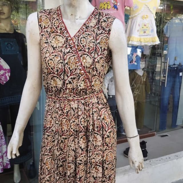 Black, Beige, Brown, Red Dress