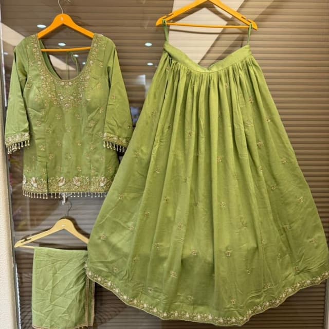 Light Green with Gold Embellishments Lehenga Choli