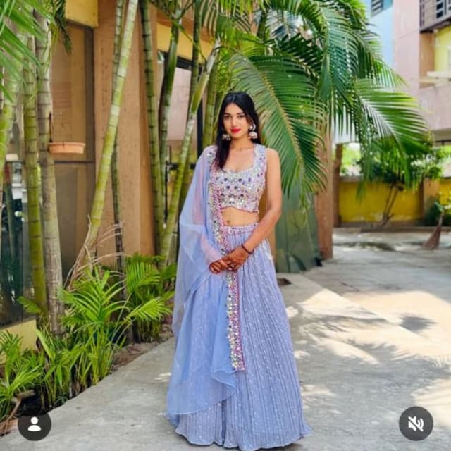 Lavender, Pink, Silver, White Lehenga Choli