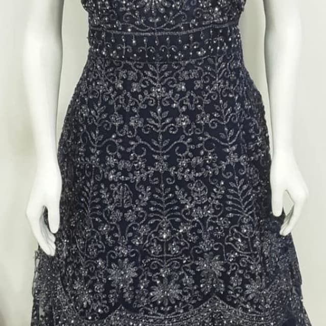 Navy blue with silver embellishments Lehenga Choli
