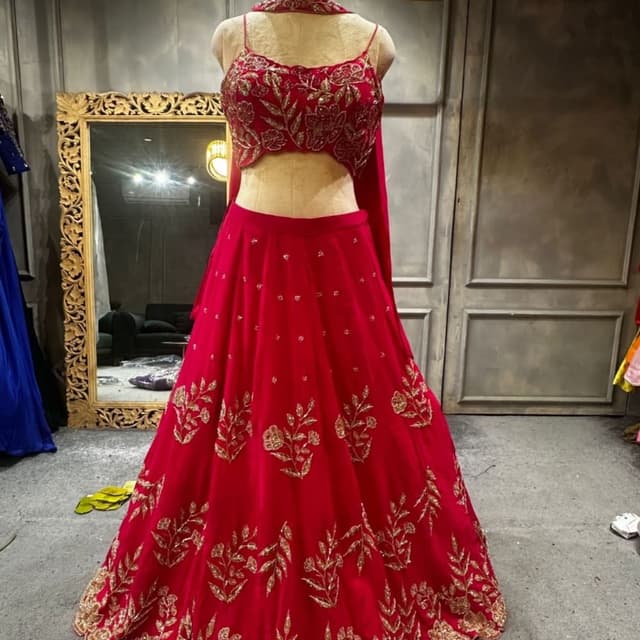 Red with Gold Lehenga Choli