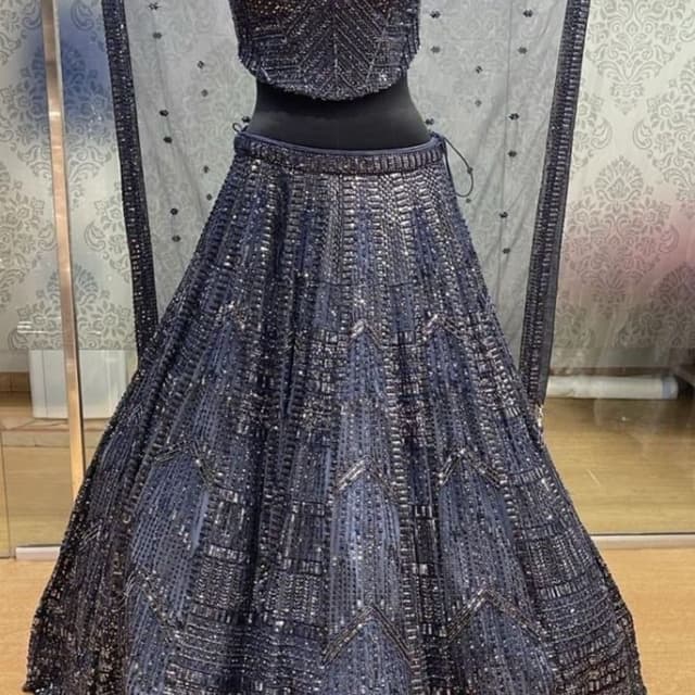 Dark Blue/Navy with Silver Embellishments Lehenga Choli