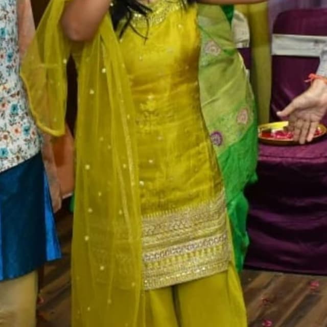 Chartreuse, Lime Green, Gold Salwar Kameez, Dupatta