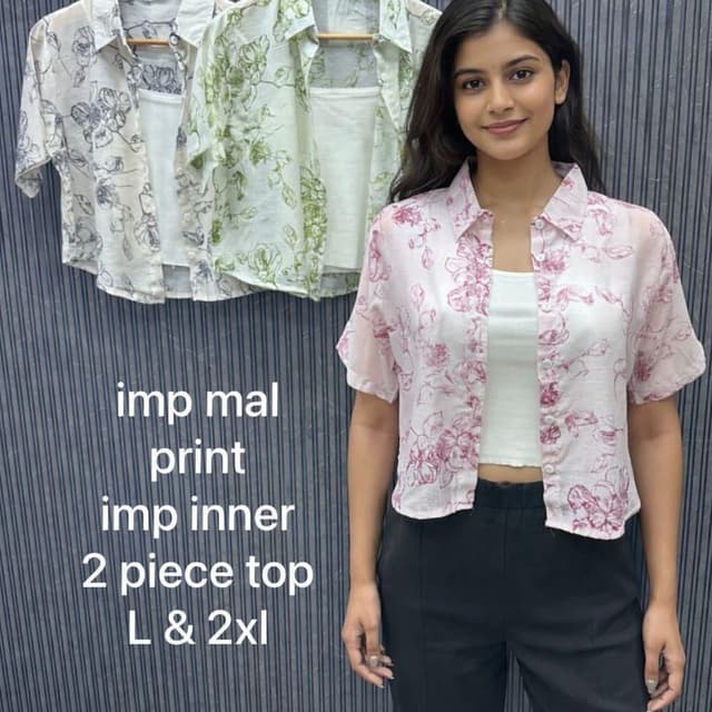 Pink and White floral print, Green and White floral print Shirt