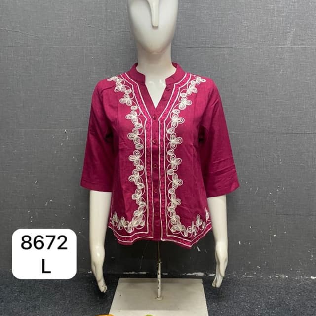 Maroon with white embroidery Kurti