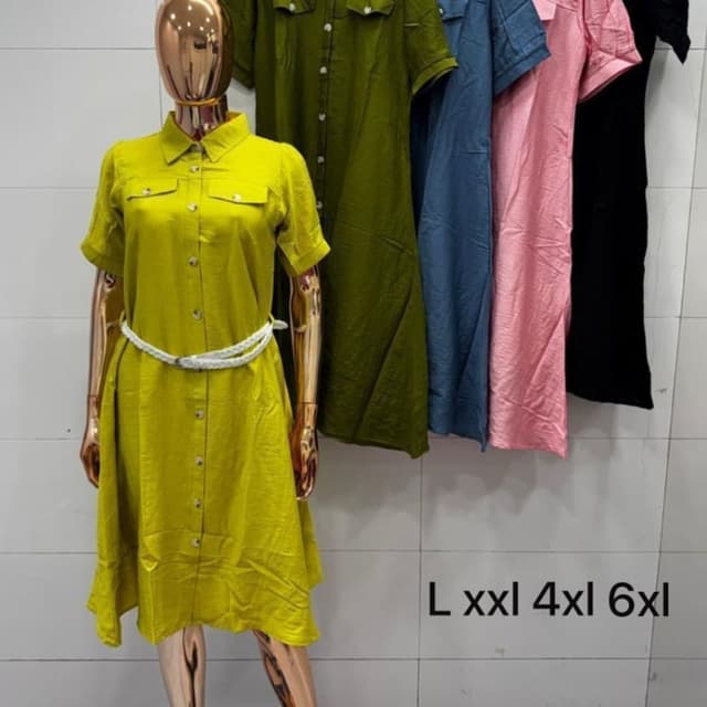 Yellow, Green, Blue, Pink, Black Shirt Dress