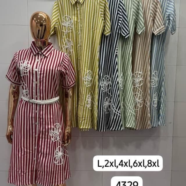 Red and white stripes, olive green and white stripes, navy and white stripes, sage green and white stripes, beige and white stripes, light blue and white stripes Shirt Dress