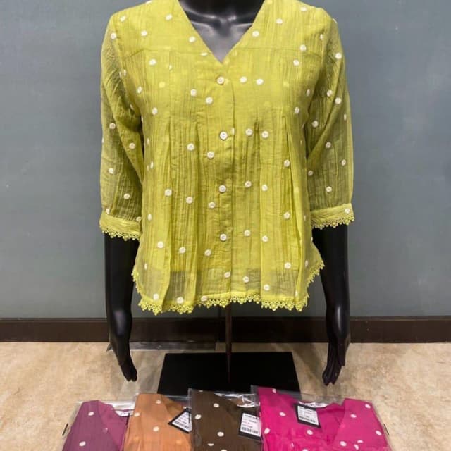 Lime green with white polka dots Shirt