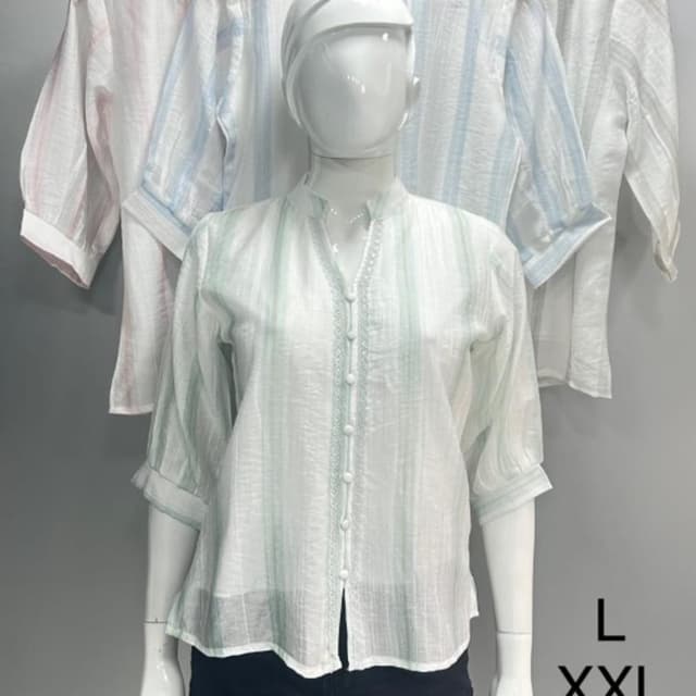 White with pastel stripes (pink, blue, green) Top