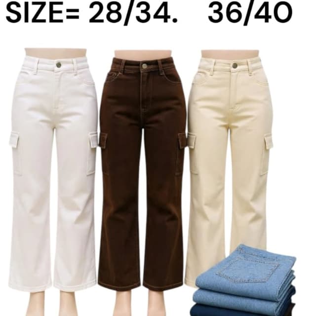 White, Brown, Cream, Blue, Black Cargo Pants