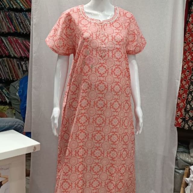 Coral Pink with White Nightgown