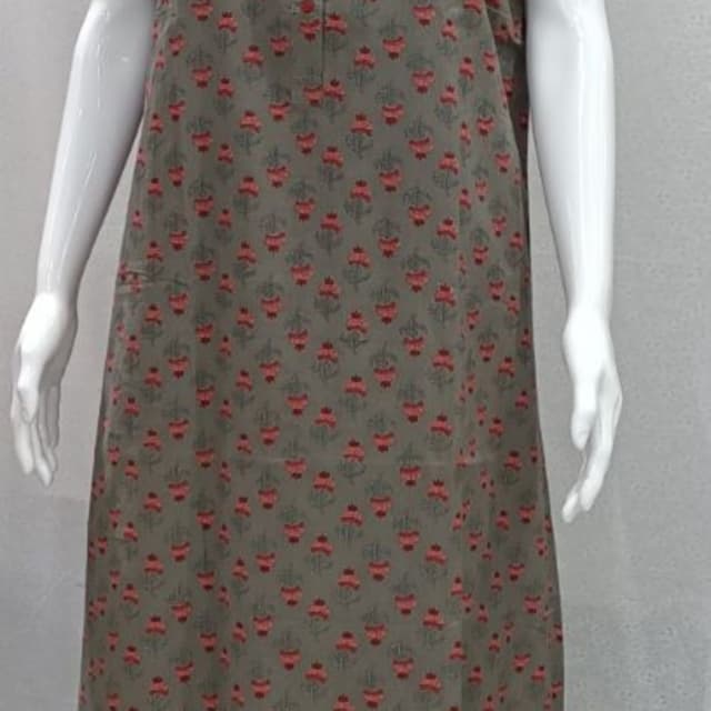 Olive green with red floral print Nightgown