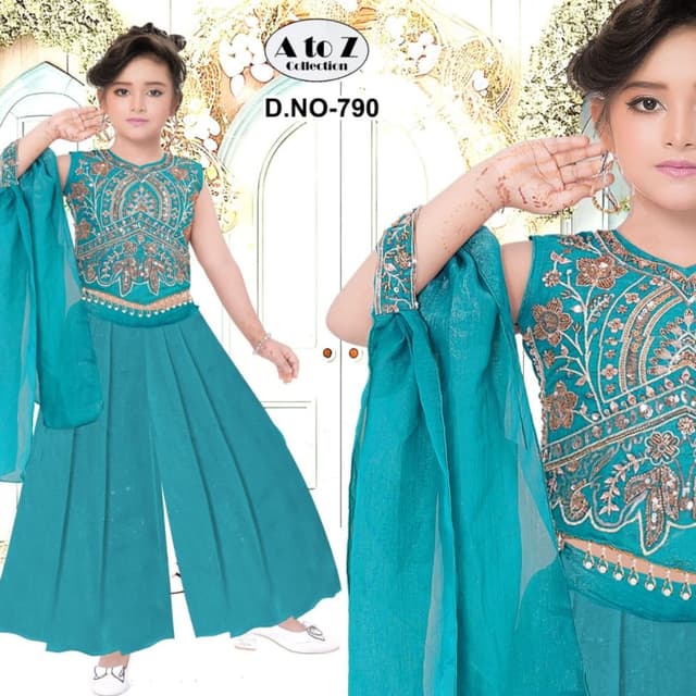 Teal, Gold, Beige Lehenga Choli