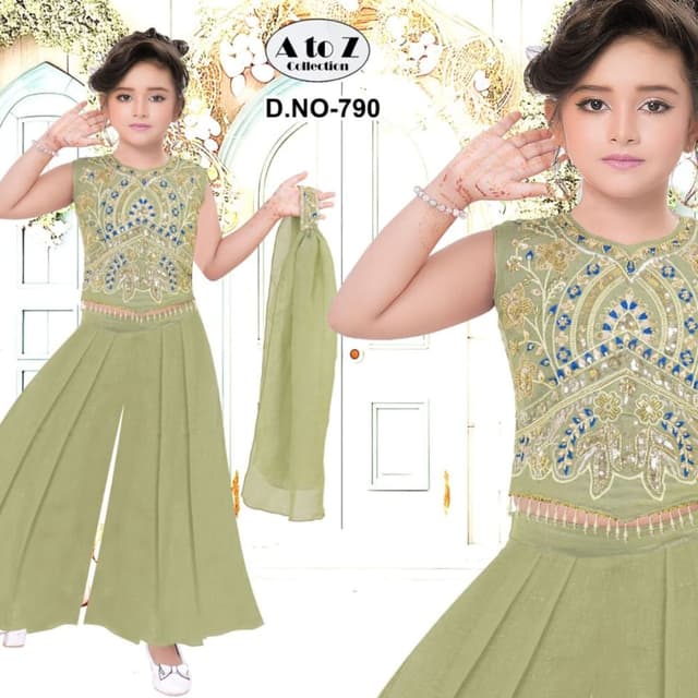 Light Green, Gold, Blue Lehenga Choli
