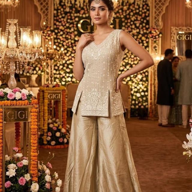 Beige Sharara Set
