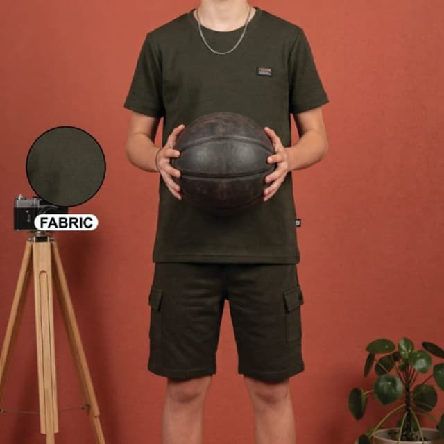Olive Green T-shirt and Shorts Set