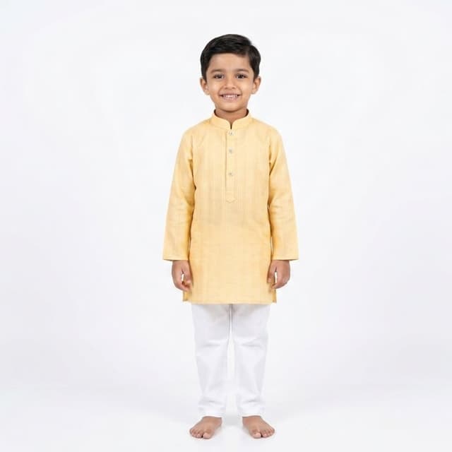 Yellow kurta with white pajama Kurta Pajama