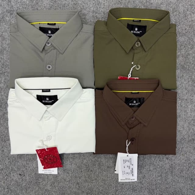 Grey, Olive Green, White, and Brown Shirt