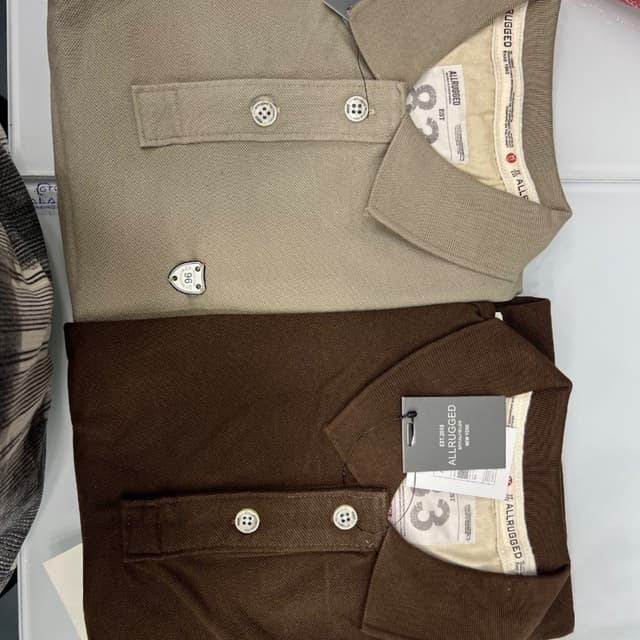 Beige, Brown Polo Shirt