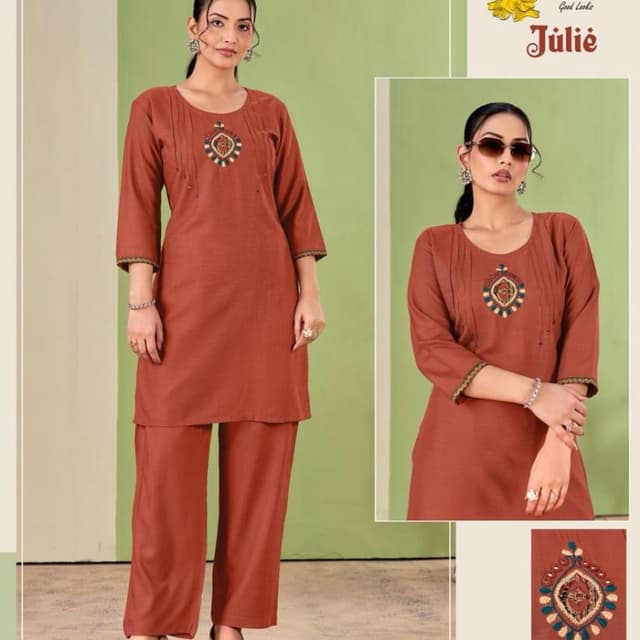 Terracotta, Blue, Gold Kurta and Pant Set