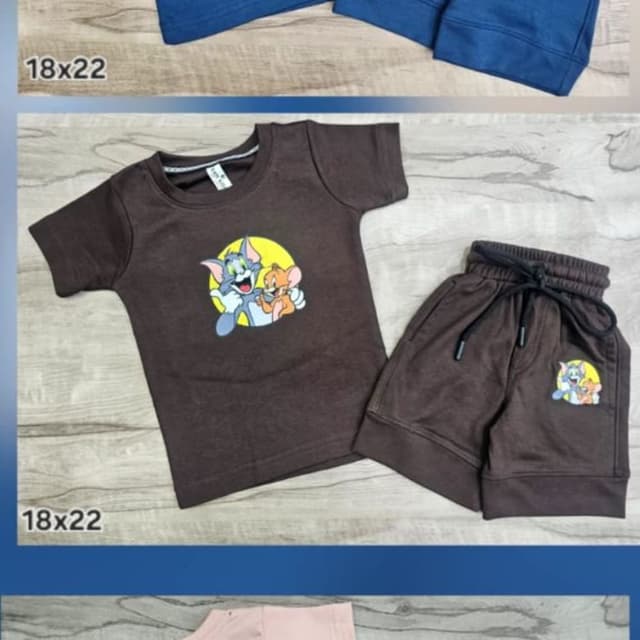 Blue, Brown, Pink T-shirt and Shorts Set