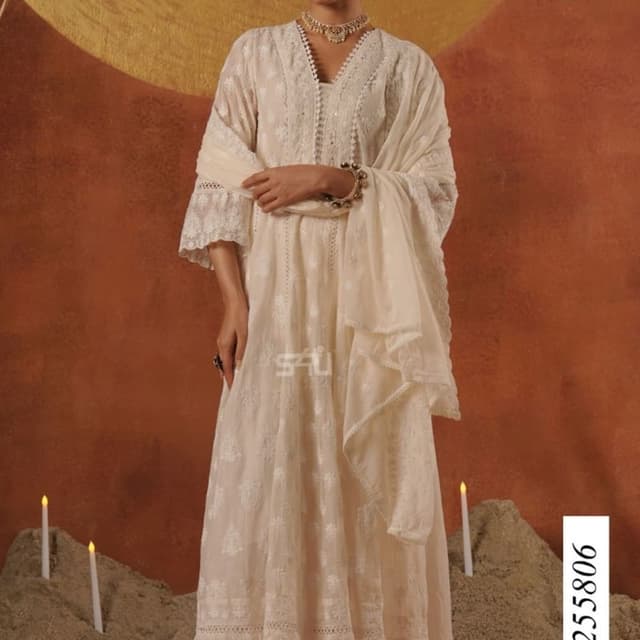 Off-white Anarkali Suit