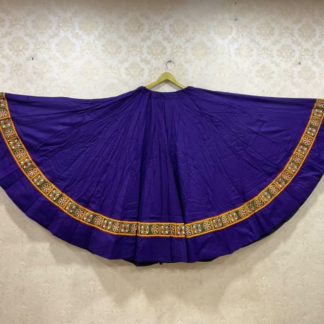 Deep Purple with multicolor border Lehenga Skirt