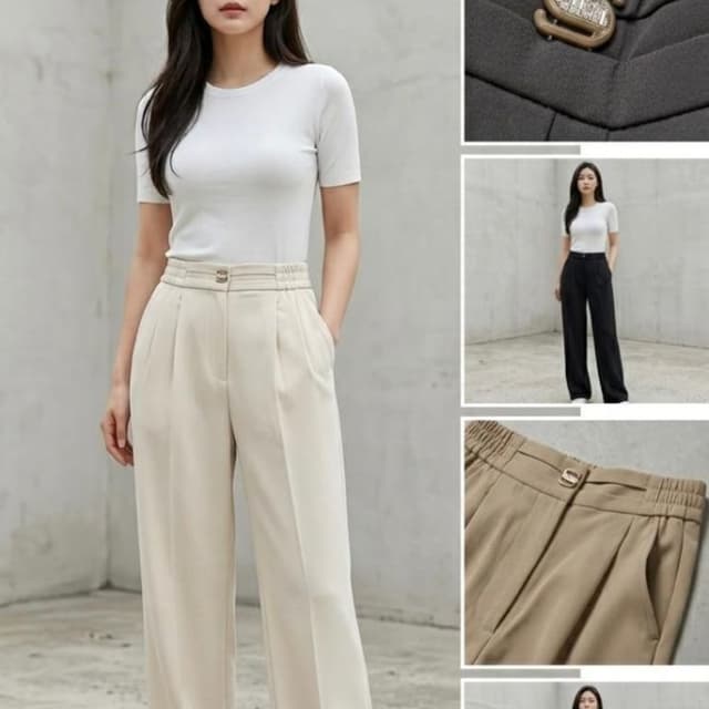 Cream, Black, Camel, Brown Trousers