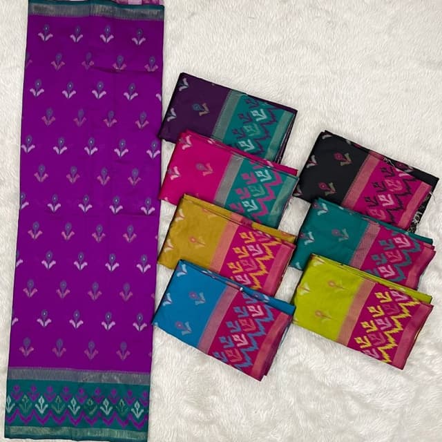 Purple, Magenta, Teal, Yellow, Blue, Black, Lime Green, Pink, Grey Saree