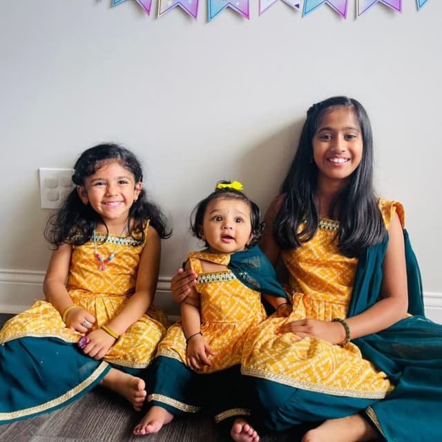 Yellow, Teal, White Kurta set