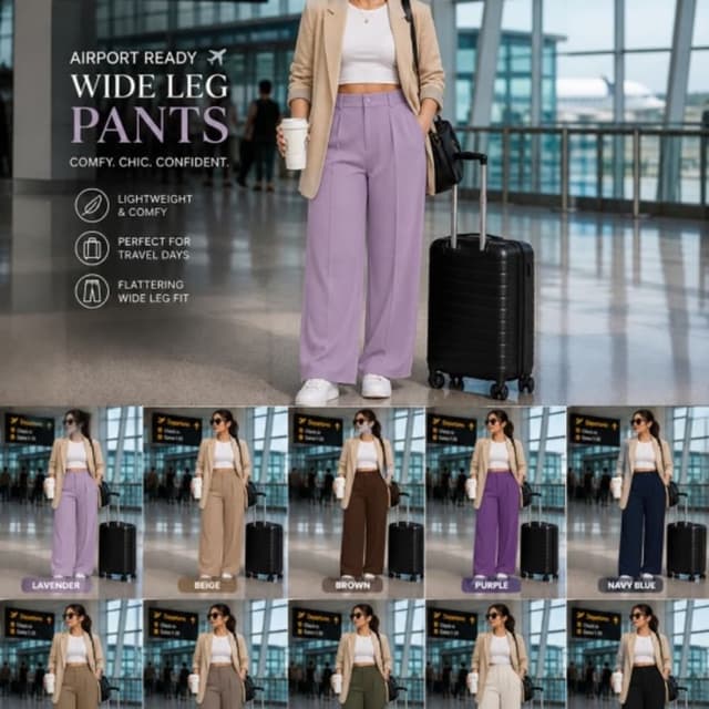 Lavender, Beige, Brown, Purple, Navy Blue, Khaki, Taupe, Olive Green, Cream, Black Pants