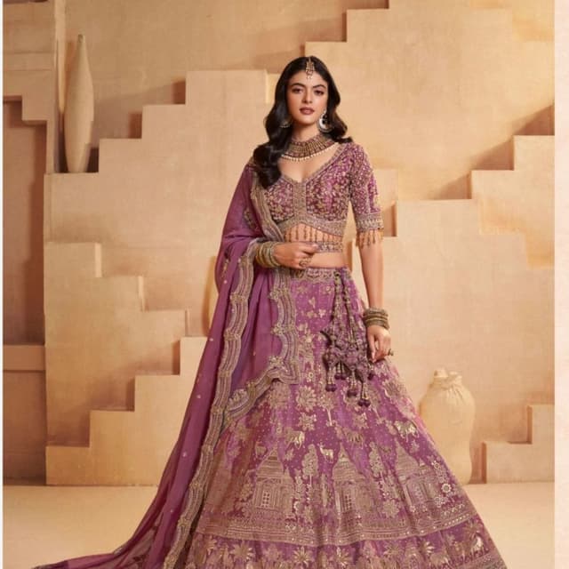 Purple and Gold Lehenga Choli