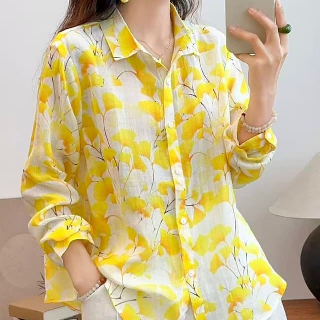 White and Yellow Floral Shirt